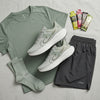 White & Sage Green Chunky Sneakers