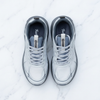 B Fashion white grey sneaker flat lay top view white background