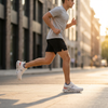 On Cloud white running shoe city run lifestyle